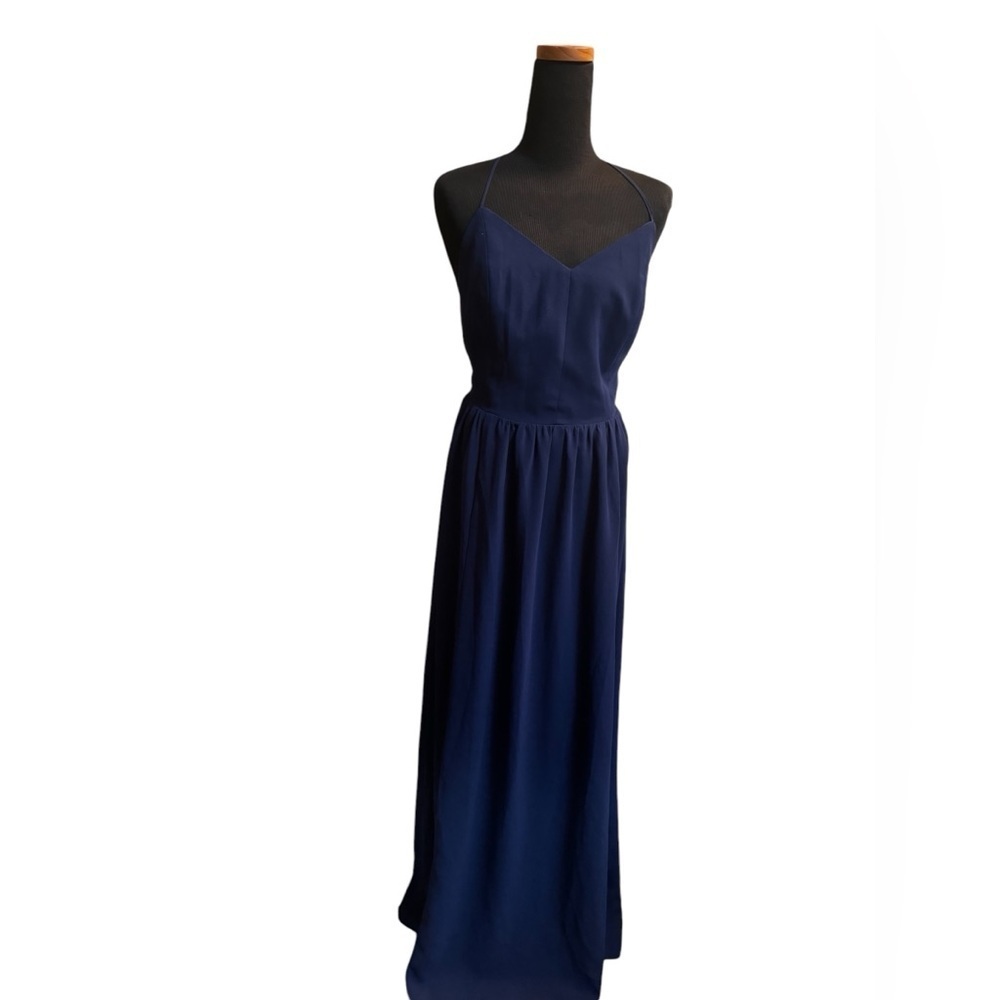 NEW! ADELYNE RAE Side Cut Outs Navy Blue Maxi Dress Festival Hoco Straps NWT - Picture 14 of 17